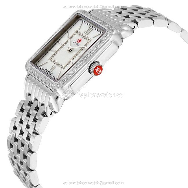 Michele Silver Deco Ii Mid Stainless Mother Of Pearl Diamond Mww06i000001 Watch Michele Silver Deco Ii Mid Stainless Mother Of Pearl Diamond Mww06i000001 Watch