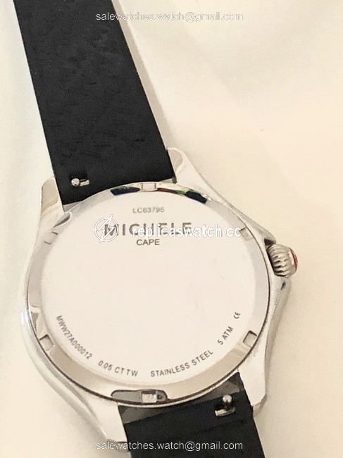 Michele Black W Cape Topaz W/Silicone Strap Watch Michele Black W Cape Topaz W/Silicone Strap Watch