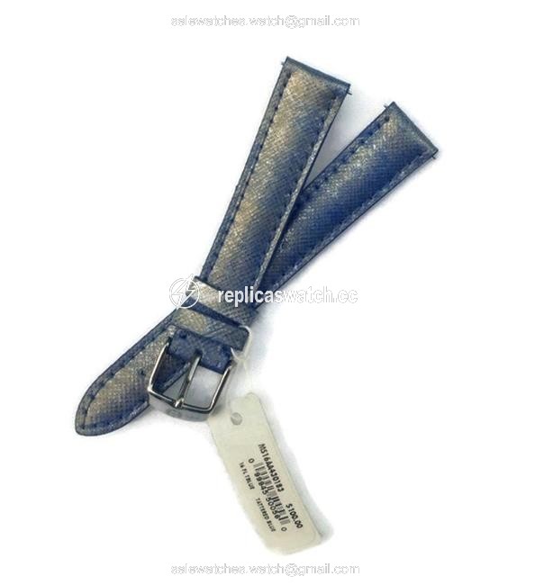 Michele Tattered Blue 16mm Saffiano Leather Strap Limited Edition Watch Michele Tattered Blue 16mm Saffiano Leather Strap Limited Edition Watch