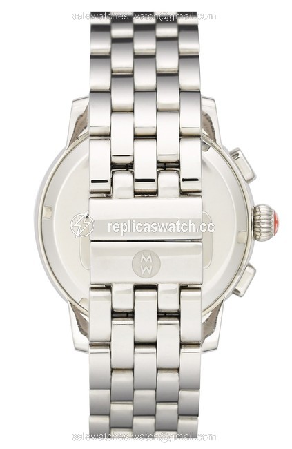 Michele Silver Uptown 28 Diamond Dial Case and Bracelet Watch Michele Silver Uptown 28 Diamond Dial Case and Bracelet Watch