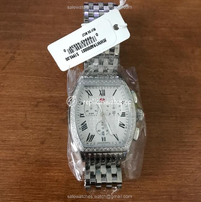 Michele Silver Stainless Steel Diamond Woman Watch Michele Silver Stainless Steel Diamond Woman Watch