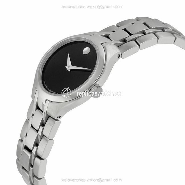 Movado Silver 0606368 Womens Museum Black Quartz Watch Movado Silver 0606368 Womens Museum Black Quartz Watch