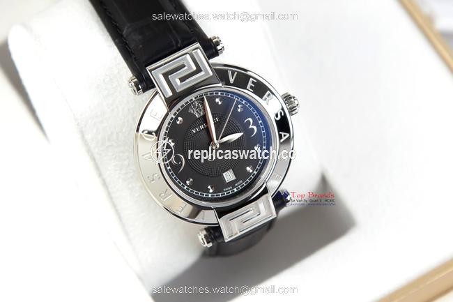 Versace Silver/Black Womens 68q99d009 S009 Reve Watch Versace Silver/Black Womens 68q99d009 S009 Reve Watch