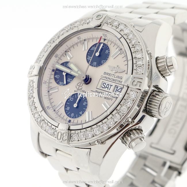 Breitling W Chrono Superocean Day Date 42mm A13340 W/Diamond Bezel Watch Breitling W Chrono Superocean Day Date 42mm A13340 W/Diamond Bezel Watch