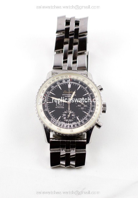 Breitling Silver Spatiographe Montbrillant Navitimer 10 Min Chronograph Watch Breitling Silver Spatiographe Montbrillant Navitimer 10 Min Chronograph Watch