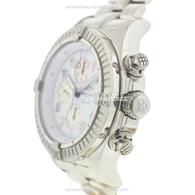 Breitling White Super Avenger A13370 48mm Stainless Steel Watch Breitling White Super Avenger A13370 48mm Stainless Steel Watch