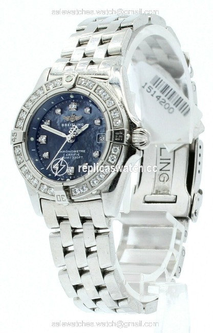 Breitling Stainless Steel / Diamonds Callisto Quartz Blue Mop Dial & Dia Bezel Watch Breitling Stainless Steel / Diamonds Callisto Quartz Blue Mop Dial & Dia Bezel Watch