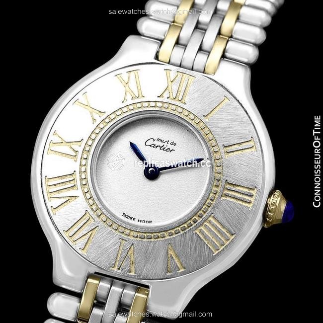 Cartier Light Silver Cartier?must De 21c Ladies Stainless Steel and 18k Gold Watch Cartier Light Silver Cartier?must De 21c Ladies Stainless Steel and 18k Gold Watch