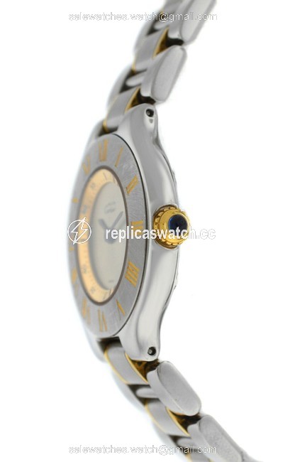 Cartier Yellow Gold Silver Must De 1340 Ladies Quartz Steel 28mm Watch Cartier Yellow Gold Silver Must De 1340 Ladies Quartz Steel 28mm Watch