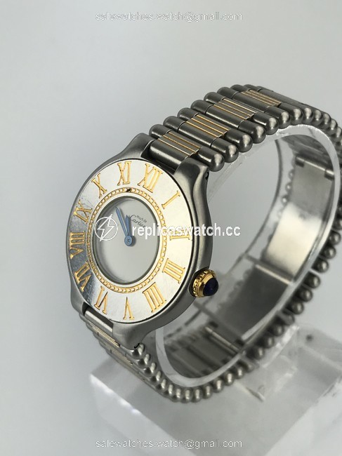 Cartier Silver and Gold Must De 21 Watch Cartier Silver and Gold Must De 21 Watch
