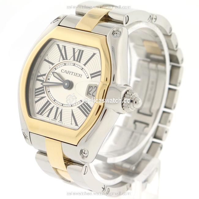 Cartier Roman Roadster Ladies Small Gold/Steel Dial W62026y4 B&p Watch Cartier Roman Roadster Ladies Small Gold/Steel Dial W62026y4 B&p Watch