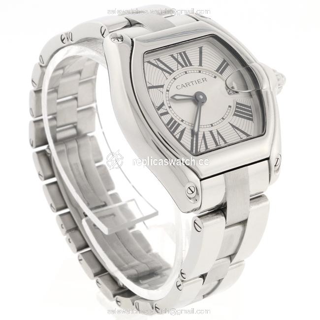 Cartier Roman Box Roadster Ladies Small Silver 30mm Steel W62016v3 Box/Papers Watch Cartier Roman Box Roadster Ladies Small Silver 30mm Steel W62016v3 Box/Papers Watch