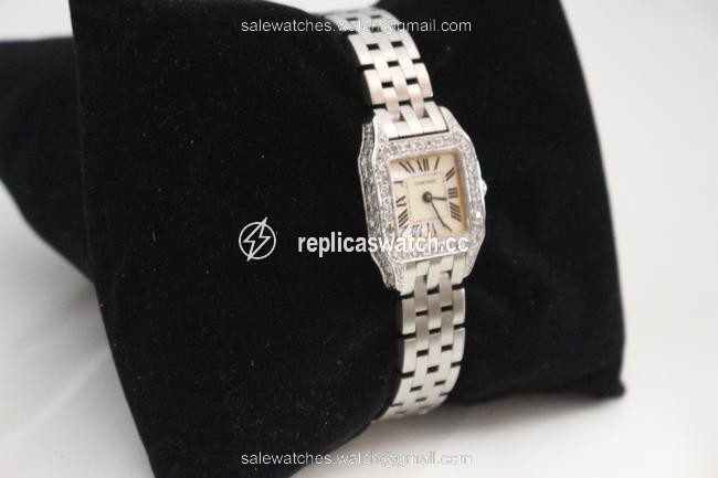 Cartier Silver Santos Demoiselle Stainless Steel Diamond Ladies Watch Cartier Silver Santos Demoiselle Stainless Steel Diamond Ladies Watch
