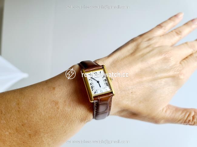 Cartier Gold Brown Swiss Tank Ladies Vintage Watch Cartier Gold Brown Swiss Tank Ladies Vintage Watch