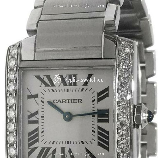 Cartier Silver/Diamonds Medium Size Tank Francaise 2301 Watch Cartier Silver/Diamonds Medium Size Tank Francaise 2301 Watch