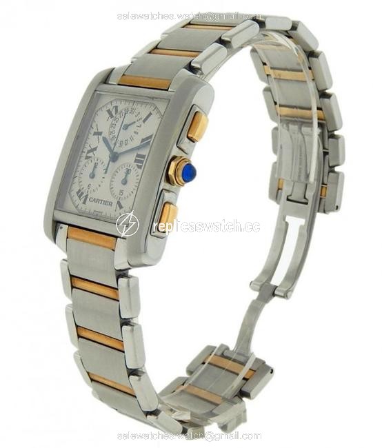 Cartier Off White Tank Francaise Chronograph 2303 W51004q4 Steel Gold Unisex Wat Watch Cartier Off White Tank Francaise Chronograph 2303 W51004q4 Steel Gold Unisex Wat Watch