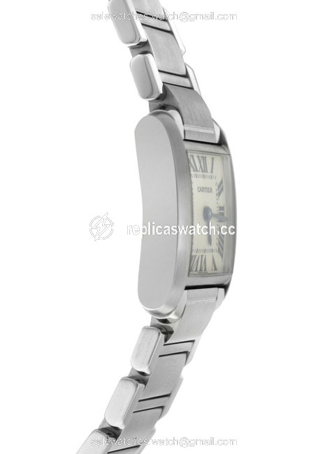 Cartier Silver Tank Francaise 2384 Ladies Stainless Steel Quartz 20mm Diamond Watch Cartier Silver Tank Francaise 2384 Ladies Stainless Steel Quartz 20mm Diamond Watch