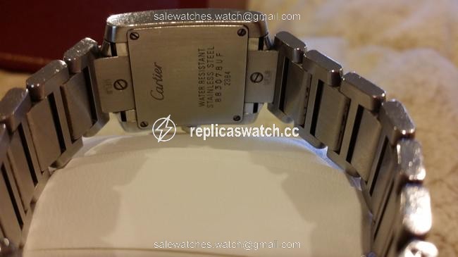 Cartier Silver Tank Francaise Stainless Steel Mother Of Pearl Ladies with Pink Sapphire Cabachon Crown Watch Cartier Silver Tank Francaise Stainless Steel Mother Of Pearl Ladies with Pink Sapphire Cabachon Crown Watch