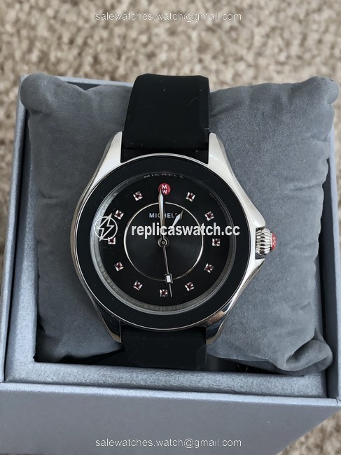 Michele Black Black/Silver Cape Topaz Mww27a000006 Watch Michele Black Black/Silver Cape Topaz Mww27a000006 Watch