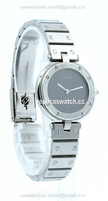 Cartier Gray Santos Round Stainless Steel Date Quartz 27mm Ladies Watch Cartier Gray Santos Round Stainless Steel Date Quartz 27mm Ladies Watch