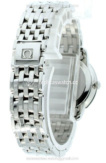 Omega Silver Roman Ladies Deville Prestige White Mop Diamond Dial Numbers Watch Omega Silver Roman Ladies Deville Prestige White Mop Diamond Dial Numbers Watch