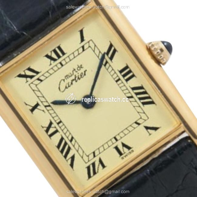 Cartier Gold Ivory Classic Tank De Must Unisex Quartz Watch Cartier Gold Ivory Classic Tank De Must Unisex Quartz Watch