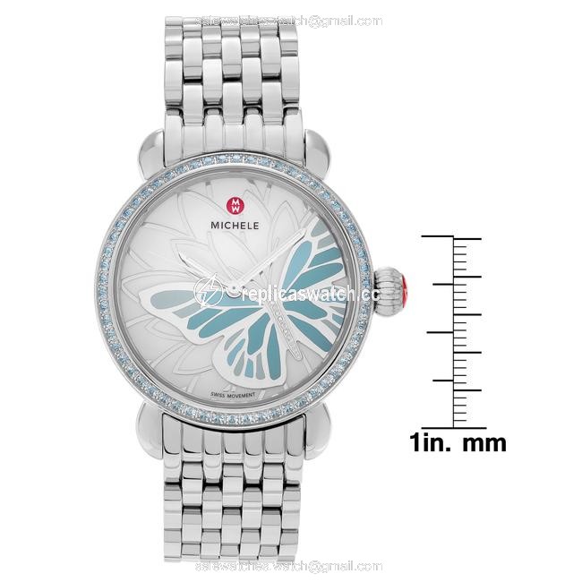 Michele Silver Csx Garden Party Stainless Steel Diamond Butterfly Mww05d000021 Watch Michele Silver Csx Garden Party Stainless Steel Diamond Butterfly Mww05d000021 Watch
