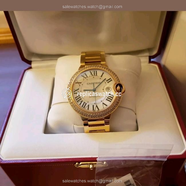 Cartier Rose Gold & White Diamonds Box Ballon Bleu 42mm Large 18k Automaticwe9008z3 Watch Cartier Rose Gold & White Diamonds Box Ballon Bleu 42mm Large 18k Automaticwe9008z3 Watch
