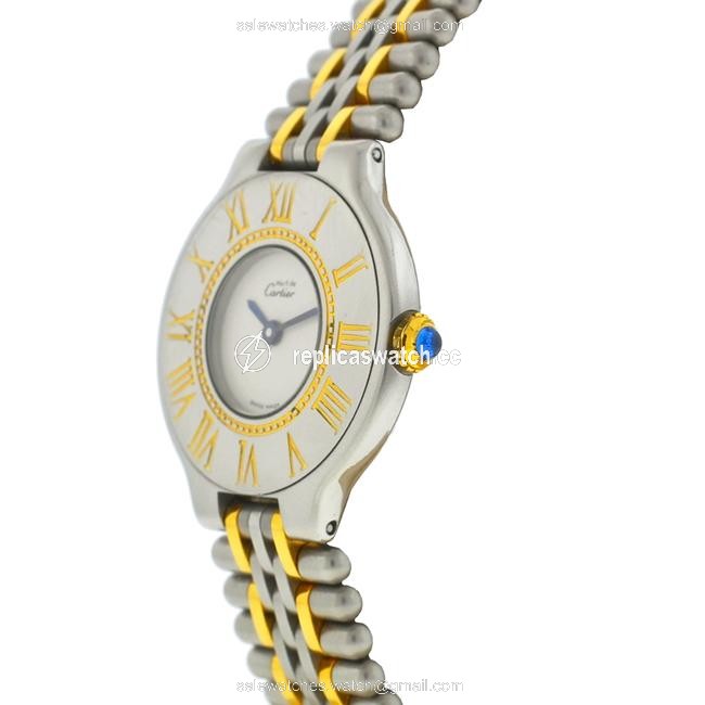 Cartier White Must 21 Ladies Two Tone Watch Cartier White Must 21 Ladies Two Tone Watch