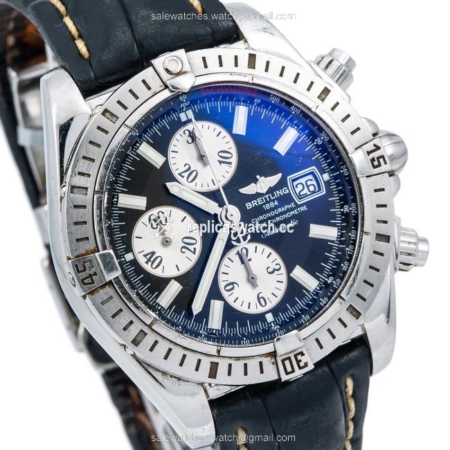 Breitling Black Chronomat Evolution A13356 44mm Dial with Stainless St Watch Breitling Black Chronomat Evolution A13356 44mm Dial with Stainless St Watch