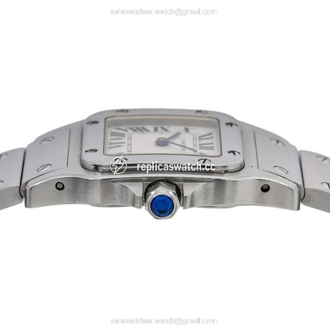 Cartier White Santos Galb¨Ĥe W20056d6 24mm Dial with Stainless Steel Watch Cartier White Santos Galb¨Ĥe W20056d6 24mm Dial with Stainless Steel Watch