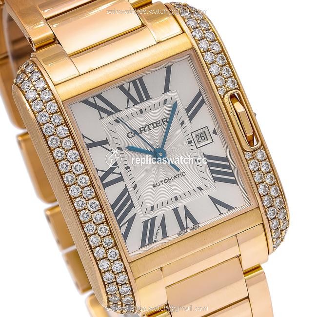 Cartier Silver Tank Anglaise Wt100003 30mm Flinque Dial with 1.74 Ct Watch Cartier Silver Tank Anglaise Wt100003 30mm Flinque Dial with 1.74 Ct Watch