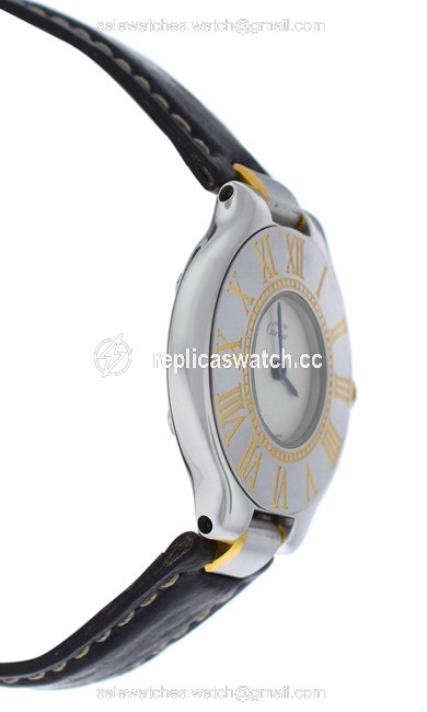 Cartier Yellow Gold Silver Ladies Must De 21 W1000944 Quartz Steel 28mm Watch Cartier Yellow Gold Silver Ladies Must De 21 W1000944 Quartz Steel 28mm Watch
