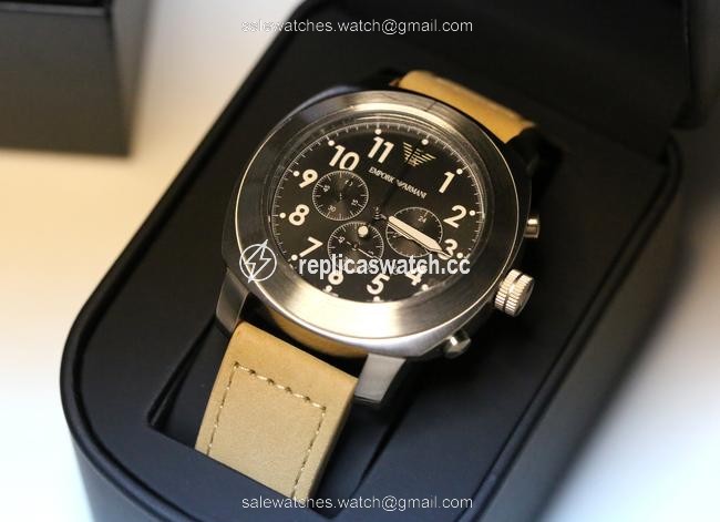 Emporio Armani Black and Light Brown Leather Mens Ar6060 Watch Emporio Armani Black and Light Brown Leather Mens Ar6060 Watch