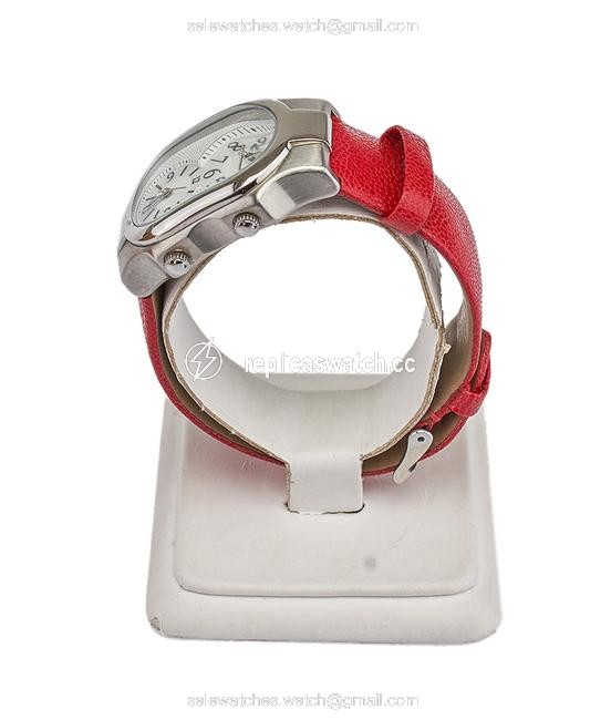 Philip Stein Silver & Red Ladies Dual Time Zone Mop Wrist (28721) Watch Philip Stein Silver & Red Ladies Dual Time Zone Mop Wrist (28721) Watch