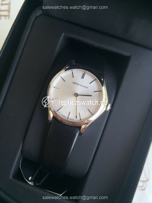 Emporio Armani Black Womens Swiss Leather Strap Watch Emporio Armani Black Womens Swiss Leather Strap Watch