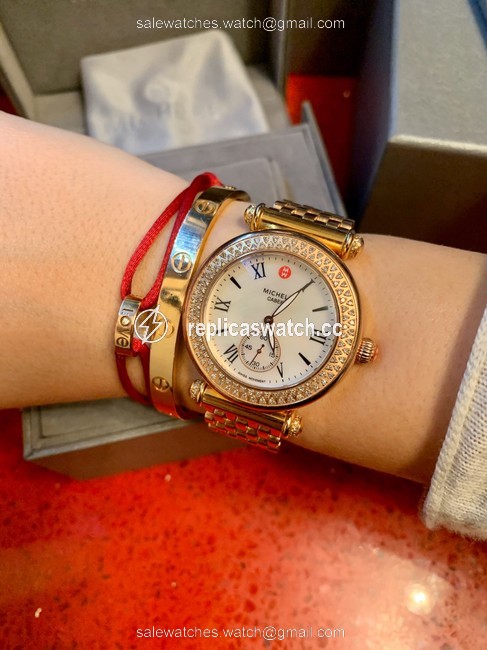 Michele Rose Gold Diamond Bezel caber Watch Michele Rose Gold Diamond Bezel caber Watch