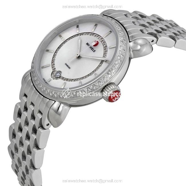 Michele Silver Csx Elegance Stainless Mother Of Pearl Diamond Mww03t000035 Watch Michele Silver Csx Elegance Stainless Mother Of Pearl Diamond Mww03t000035 Watch