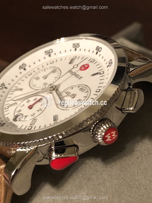 Michele Silver Sport Sail White Dial Alligator Leather Strap Watch Michele Silver Sport Sail White Dial Alligator Leather Strap Watch