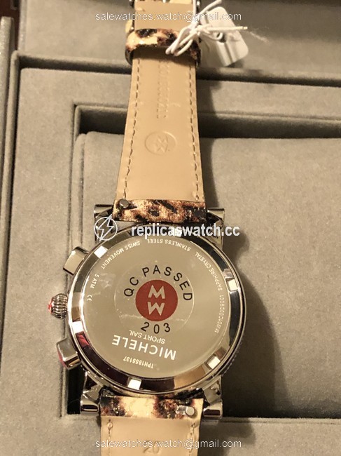 Michele Silver Sport Sail White Dial Leather Strap Watch Michele Silver Sport Sail White Dial Leather Strap Watch