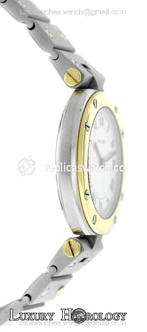 Cartier Silver Santos Ronde Steel 18k Gold 27mm Quartz Watch Cartier Silver Santos Ronde Steel 18k Gold 27mm Quartz Watch