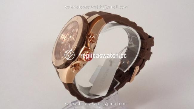 Michele Rose Gold/Brown Jelly Tahitian Mww12f000060 Womens Bean Chronograph New Watch Michele Rose Gold/Brown Jelly Tahitian Mww12f000060 Womens Bean Chronograph New Watch