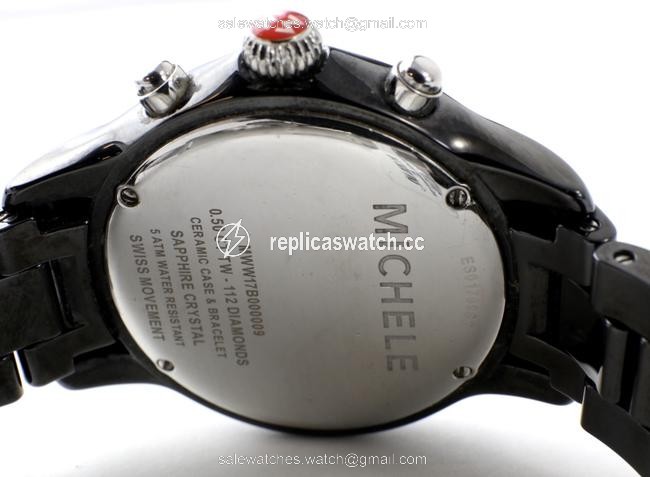 Michele Black Ceramic Diamond Bezel Jetway Watch Michele Black Ceramic Diamond Bezel Jetway Watch