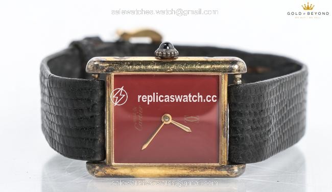 Cartier Gold Plated/ Red Vintage Must De Tank Argent 925 Watch Cartier Gold Plated/ Red Vintage Must De Tank Argent 925 Watch
