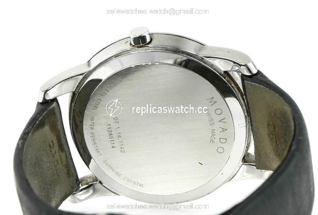 Movado Black Museum Stainless Steel Leather Watch Movado Black Museum Stainless Steel Leather Watch