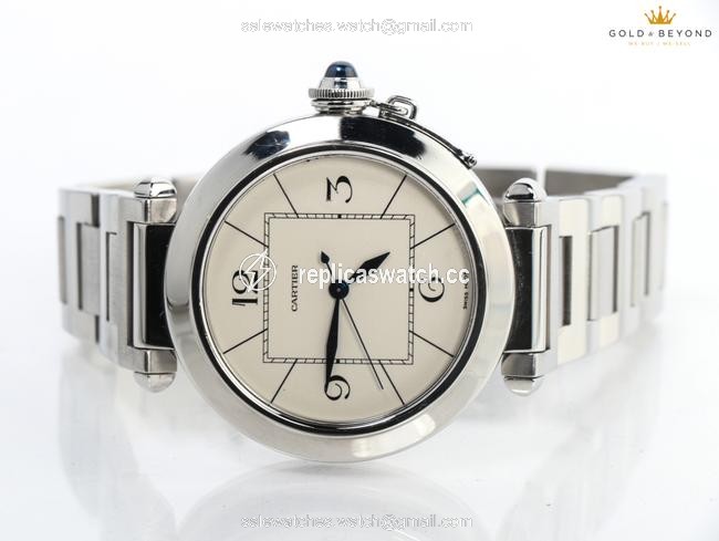 Cartier White/ Stainless Steel Pasha De 42mm 2730 Watch Cartier White/ Stainless Steel Pasha De 42mm 2730 Watch
