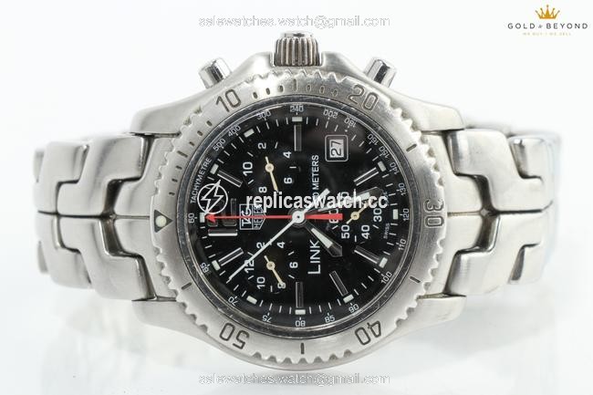 TAG Heuer Black/ Steel Link Chronograph Ct111 Watch TAG Heuer Black/ Steel Link Chronograph Ct111 Watch