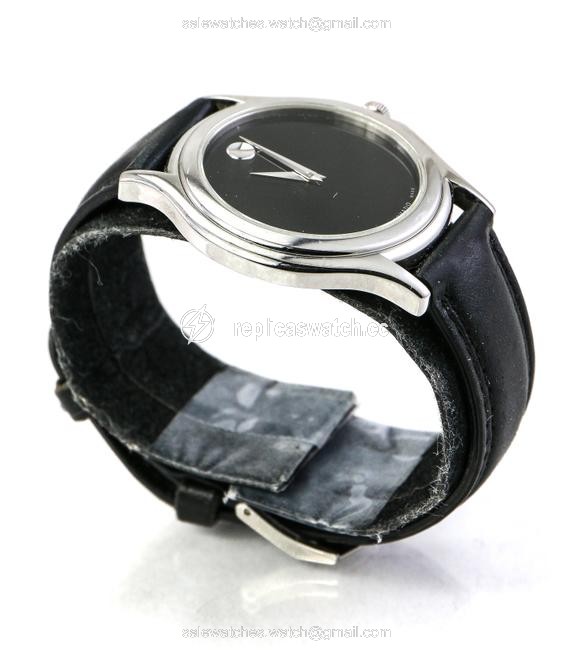 Movado Stainless Steel Museum Black Leather Watch Movado Stainless Steel Museum Black Leather Watch