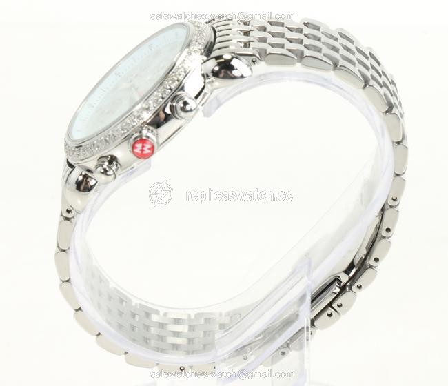 Michele Stainless Steel Csx Diamond Bezel Mother Of Pearl Watch Michele Stainless Steel Csx Diamond Bezel Mother Of Pearl Watch