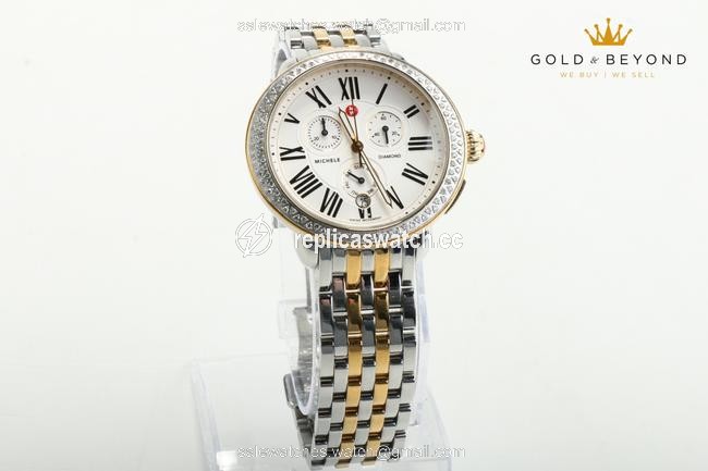 Michele Silver/Gold/White Serein Two Tone Diamond Watch Michele Silver/Gold/White Serein Two Tone Diamond Watch